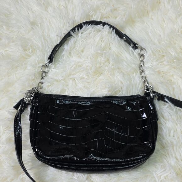 Guess Black Croc-Embossed Crossbody Bag - Picture 5 of 7